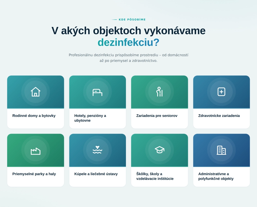 Dezinfekce vody pro různé objekty